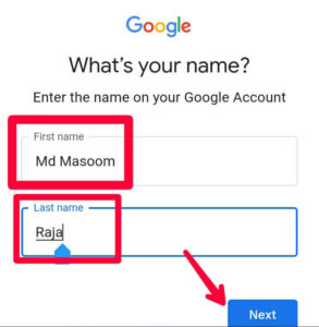 enter your name and mobile number to get your old gmail id